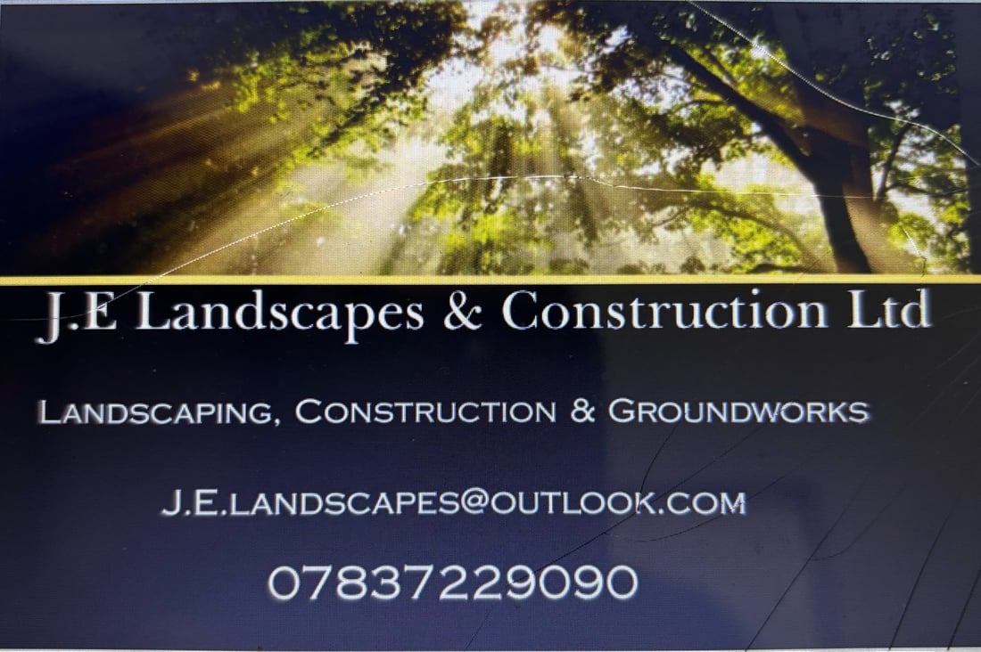 Main header - "J.E Landscapes & Construction"
