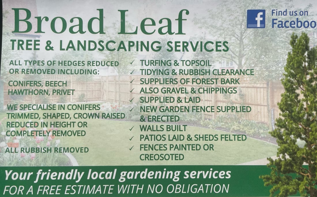 Main header - "Broadleaf Tree & Landscapes Services"