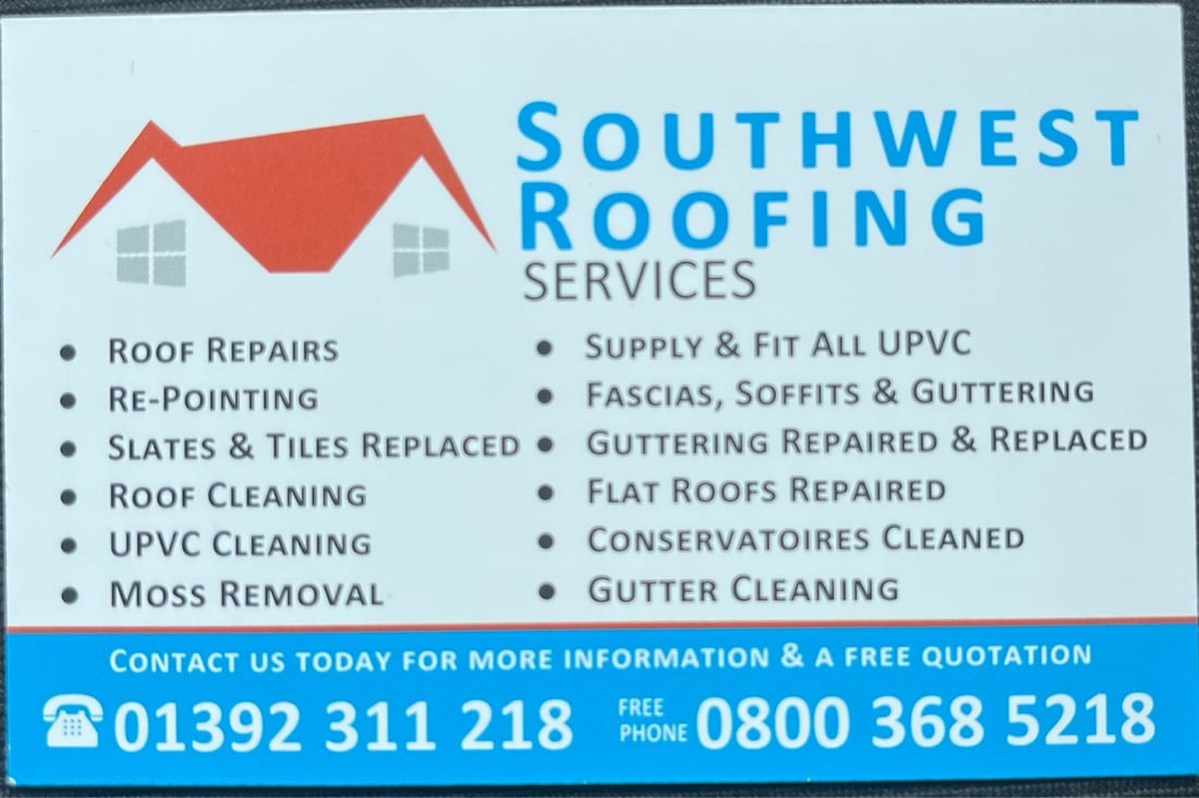 Main header - "South West Roofing Services"