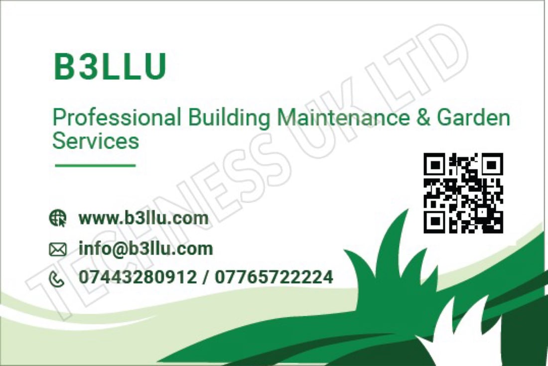 Main header - "B3LLU Building Maintenance & Garden LTD"