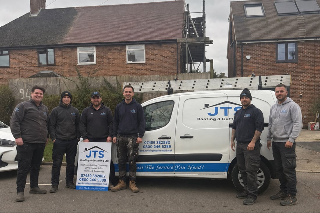 Main header - "JTS Roofing & Guttering "