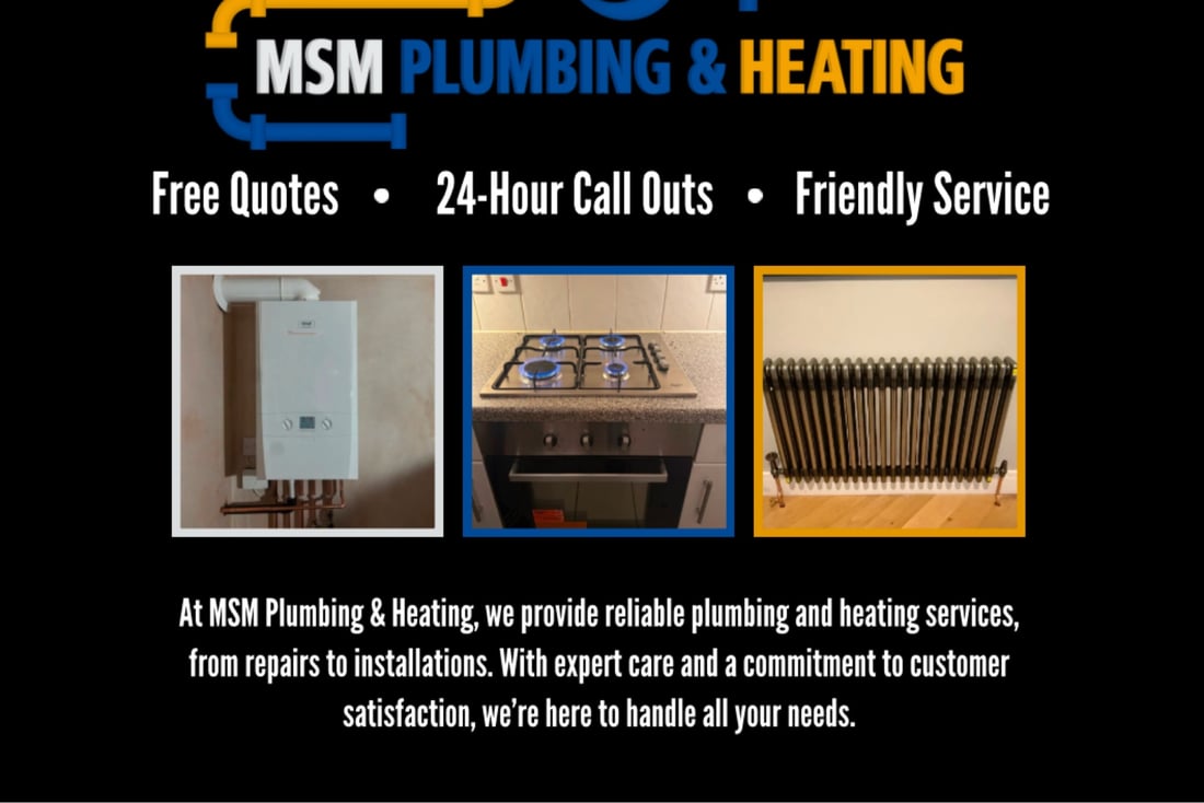 Main header - "MSM Plumbing & Heating"