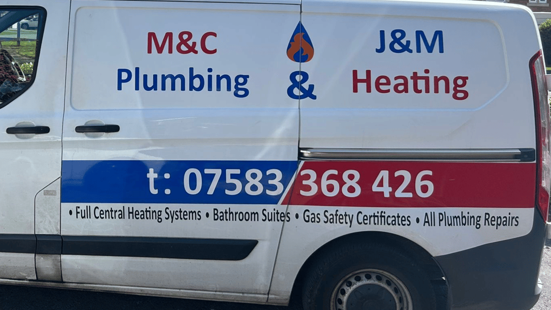 Main header - "M&C / J&M Plumbing & Heating"