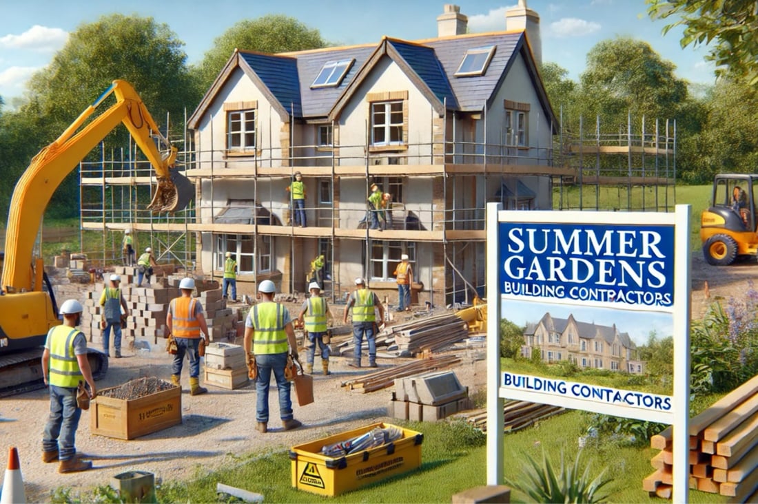 Main header - "Summer Gardens Landscape & Building Contractors"