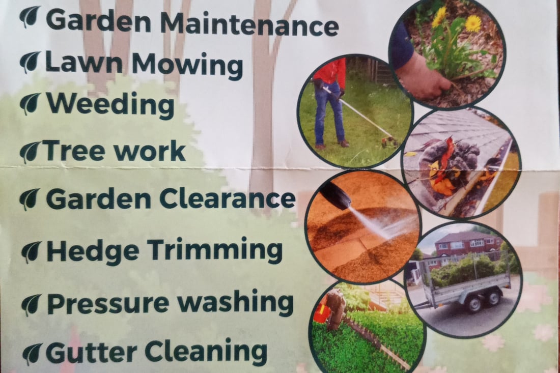 Main header - "PG Gardening & Tree Surgeon"