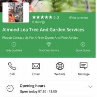 Main header - "Almond Lee Tree & Garden Services LTD"