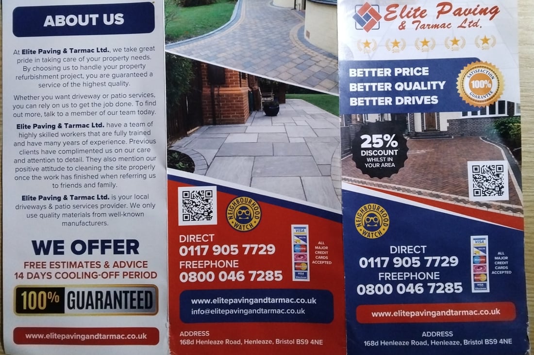 Main header - "ELITE PAVING&TARMAC LTD"