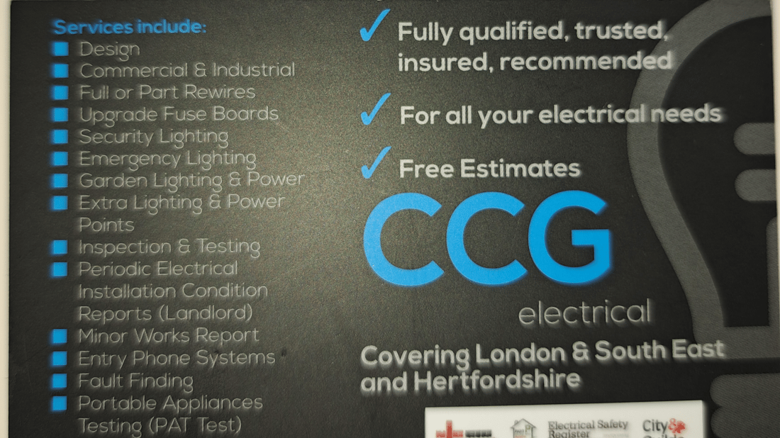Main header - "ccg electrical"