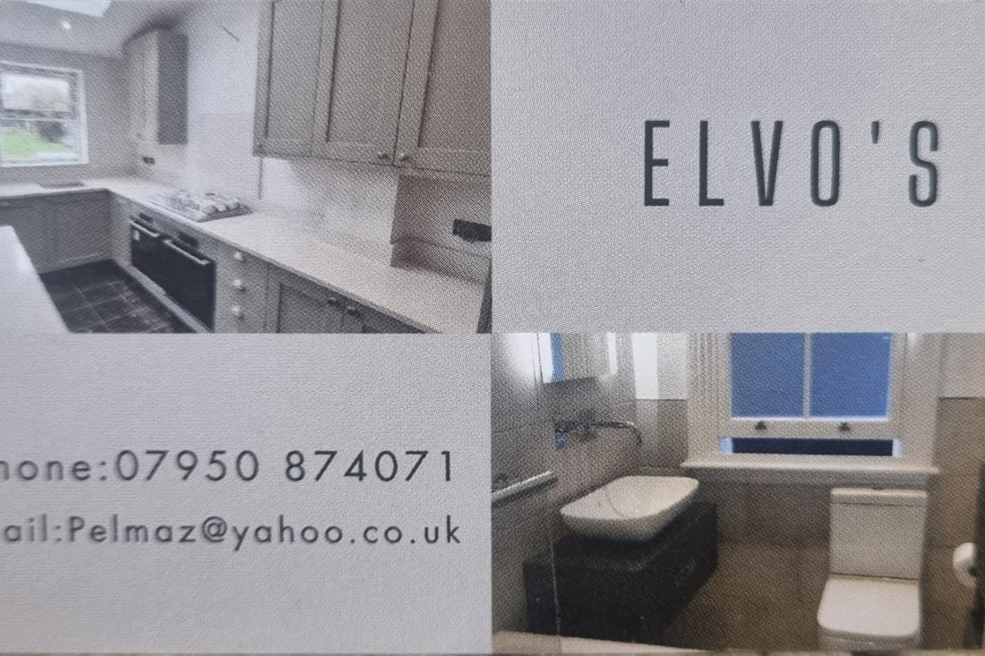 Main header - "ELVO'S Kitchens and bathrooms"