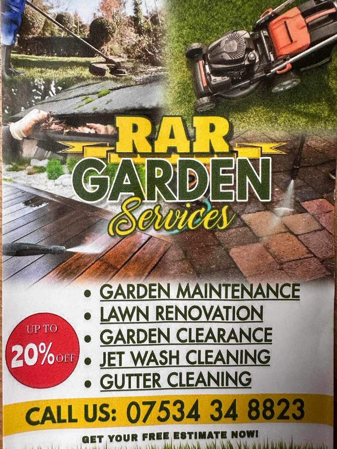 Main header - "Rar Garden Services"