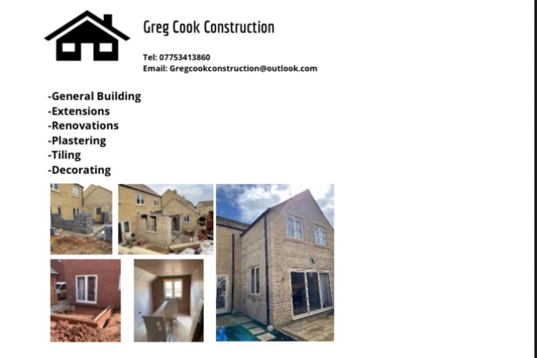 Main header - "Greg Cook Construction"