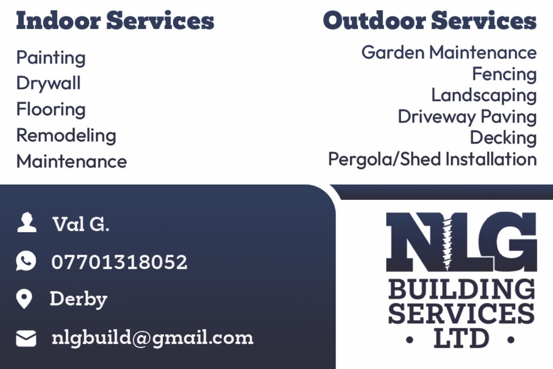 Main header - "NLG Building Services"