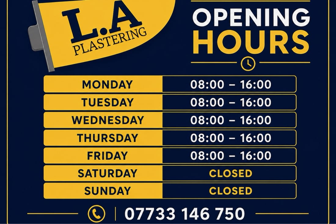 Main header - "L A Plastering"