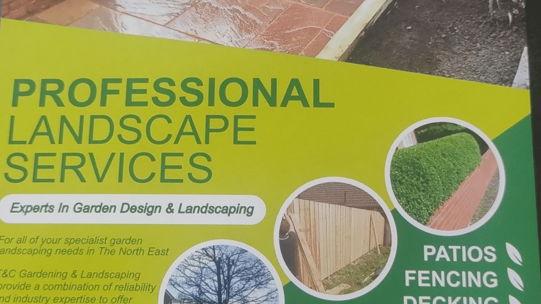 Main header - "T&C Garden & Landscape Services"