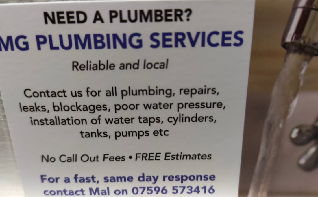 Main header - "M&G Plumbing Services"