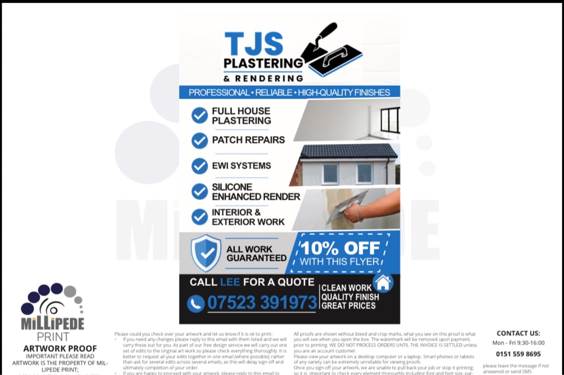 Main header - "TJS Plastering "