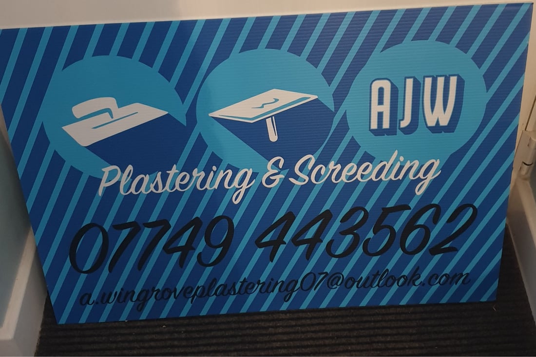 Main header - "AJW PLASTERING LTD"