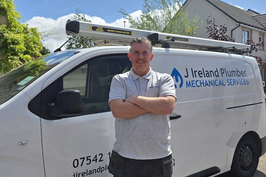 Main header - "J Ireland Plumber"