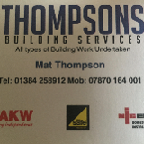 Company/TP logo - "THOMPSON BUILDING SERVICES"