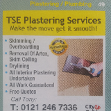 Company/TP logo - "TSE Plastering Services"