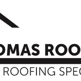 Company/TP logo - "Thomas Roofing"