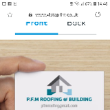Company/TP logo - "P.F.M ROOFING/ROUGHCASTING SERVICES"
