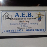 Company/TP logo - "A.E.B Carpentry"