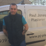 Company/TP logo - "pj plastering"