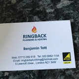 Company/TP logo - "Ring Back Plumbing & Heating"
