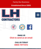 Company/TP logo - "LH Contractors"