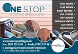 Company/TP logo - "One Stop Roofing Specialist"