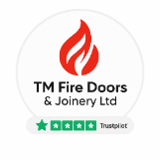 Company/TP logo - "TM FIRE DOORS & JOINERY LTD"