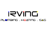 Company/TP logo - "IRVING plumbing heating gas"