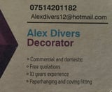 Company/TP logo - "Alex Divers Decorator"