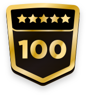100+ ratings badge