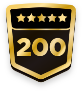 200+ ratings badge