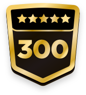 300+ ratings badge
