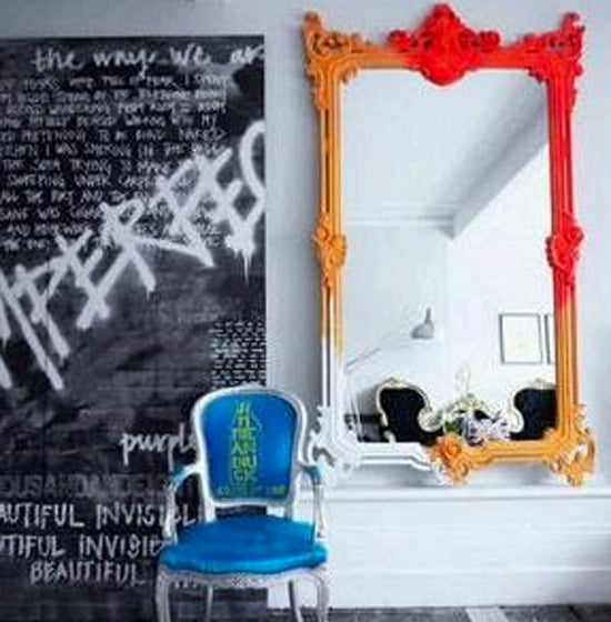 blue chair with mirror