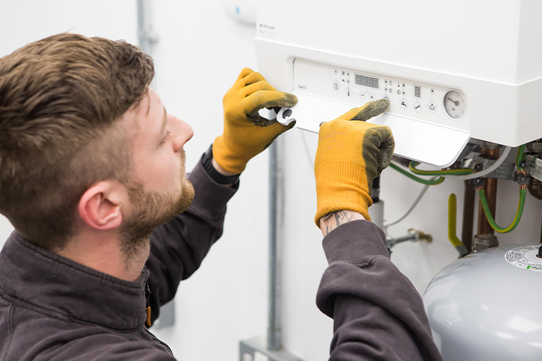 Boiler being serviced
