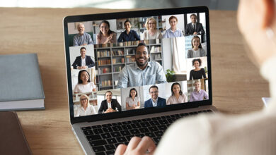 Conference call on laptop