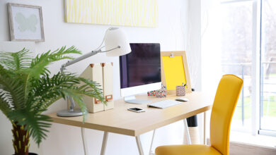 Home workspace next to window