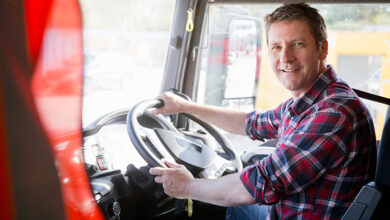 Tradesman driving van
