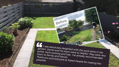 Before and after pictures of the garden transformation