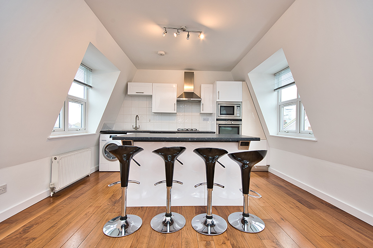 Kitchen with wooden floor