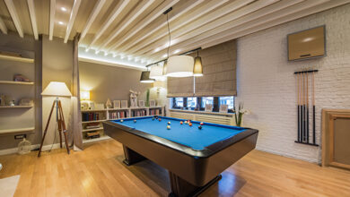 Picture of a games room with pool table