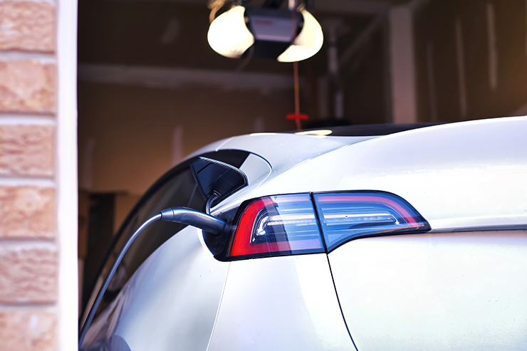 Picture of boot of a electric car charging at home