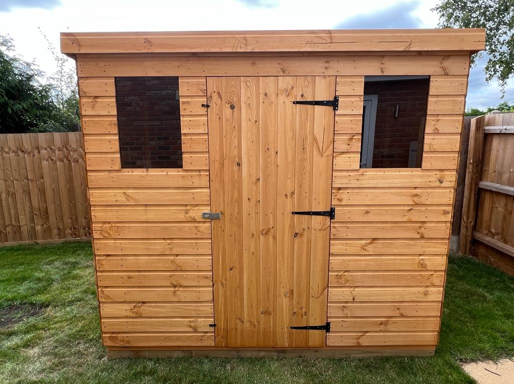 Pent shed, which can be custom made to any size