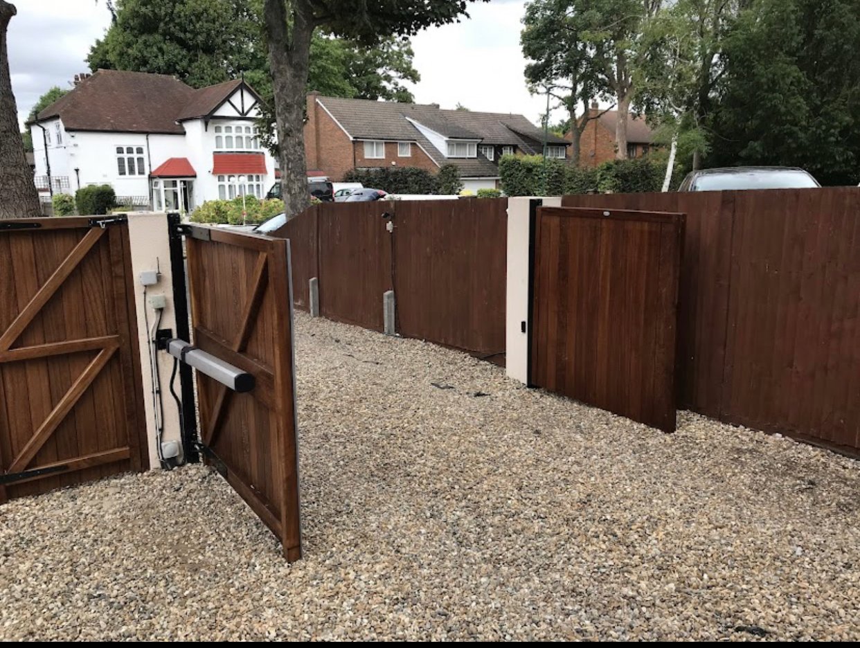Electric gate opened